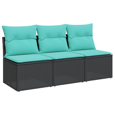 Sofa Ogrodowa z poduszką Czarny 165 x 62 x 69 cm Polirattan