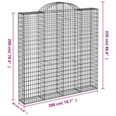 Łukowaty kosz gabionowy 200x30x200/220 cm, galwanizowane żelazo