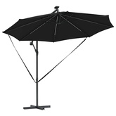 Parasol plażowy 294 x 294 x 248 cm Poliester i aluminium Czarny