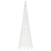 vidaXL Choinka z lampek, na maszt, 1534 zimne białe LED, 500 cm