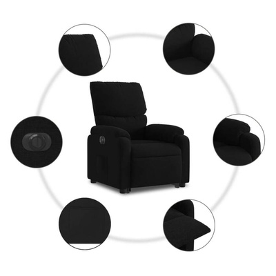 vidaXL Podnoszony fotel masujący, elektryczny, rozkładany, czarny