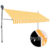 vidaXL Ręcznie zwijana markiza z LED, 350 cm, biało-pomarańczowa