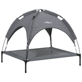 vidaXL Legowisko dla psa, z baldachimem, antracytowe, tkanina i stal