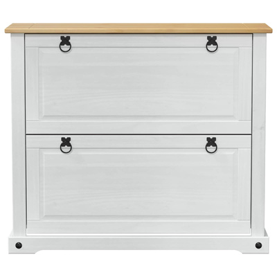 Szafka na buty Corona Biały 99 x 32 x 85 cm Lite drewno sosnowe