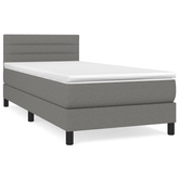 vidaXL Łóżko kontynentalne z materacem, ciemnoszara tkanina 90x200 cm wariant 19