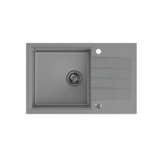PETER 111 GraniteQ zlewozmywak granitowy silver stone 1-komorowy z/o (78x50x20) z syfonem i zaślepką