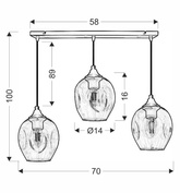 Lampa wisząca szklana czarno/brązowa 3xE27 Aspa 33-00606