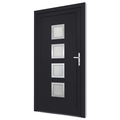 vidaXL Drzwi wejściowe, antracytowe, 108x208 cm, PVC