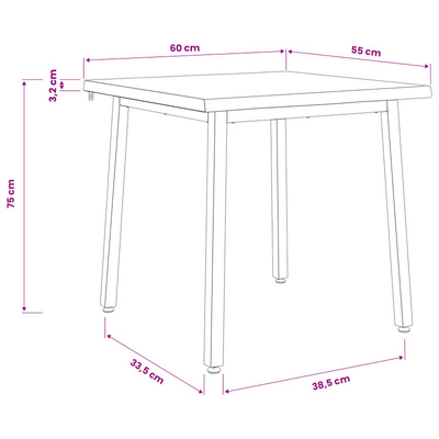 60 x 55 x 75 cm Lite Drewno Akacji biały i czarny Prostokątny