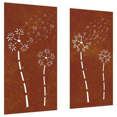 Ogrodowe dekoracje ścienne, 2 szt., 105x55 cm, stal kortenowska