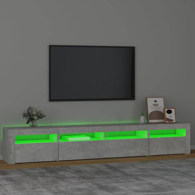 Szafka pod TV z oświetleniem LED, szarość betonu, 240x35x40 cm vidaXL