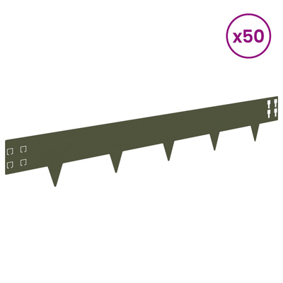 Krawężnik do trawnika 50 szt. 100 x 15 cm Stal Oliwkowy zielony