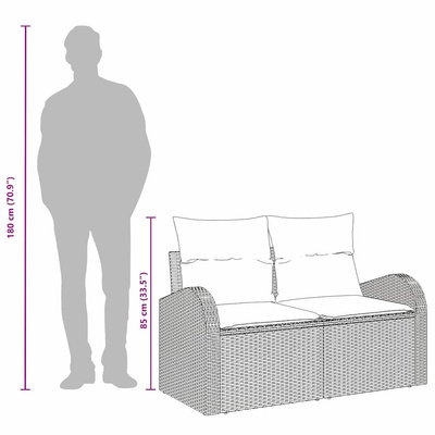 Sofa Ogrodowa z poduszką Szary 124 x 62 x 69 cm polirattan