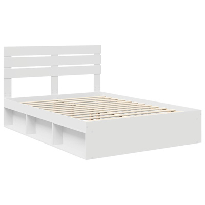 Ramka łóżka Z zagłówkiem Biały 160 x 200 cm Lite drewno sosnowe
