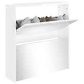 vidaXL Szafka na buty, lustro i 2 szuflady, biały połysk, 63x17x67 cm
