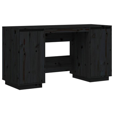 vidaXL Biurko, czarne, 140x50x75 cm, lite drewno sosnowe