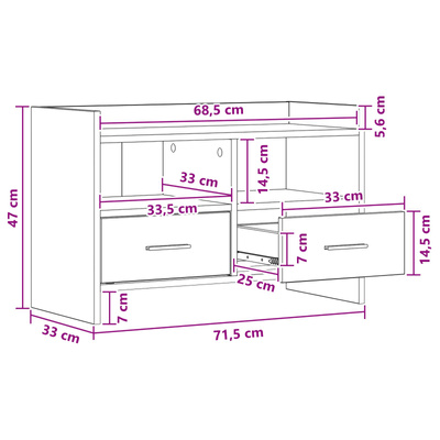 Szafka pod telewizor 71,5 x 33 x 47 cm Czarny dąb