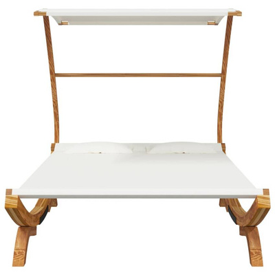 vidaXL Leżak z zadaszeniem, 165x203x138 cm, gięte drewno, kremowy