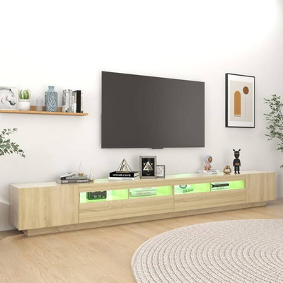 vidaXL Szafka pod TV z oświetleniem LED, dąb sonoma, 300x35x40 cm