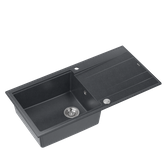 EVAN 146 XL GraniteQ zlewozmywak z syfonem Push 2 Open 1-komorowy z/o (1000x500x210; kom. 420x480) black diamond / elementy stalowe