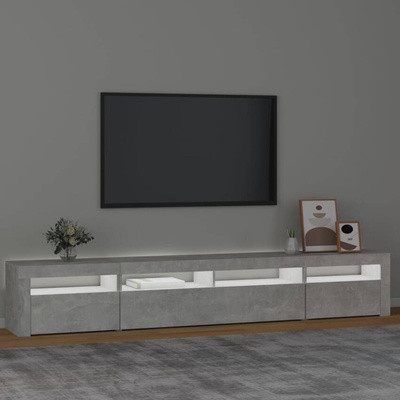 Szafka pod TV z oświetleniem LED, szarość betonu, 240x35x40 cm vidaXL