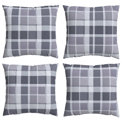 Poduszka na zewnątrz 4 pcs Szary w krate 60 x 60 cm tkanina