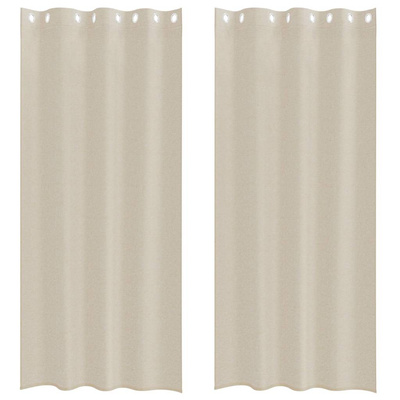 Firany Voile z zasłonami 2 pcs piaskowy 225 x 140 cm Poliester
