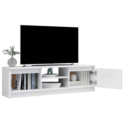 vidaXL Szafka pod TV, wysoki połysk, biała, 120x30x35,5 cm