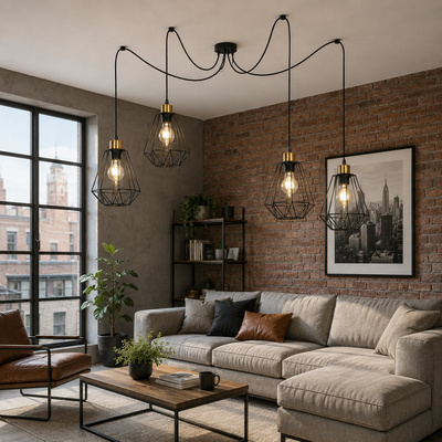 Lampa wisząca Primo metalowa 4-punktowa nad stół czarno-złota E27