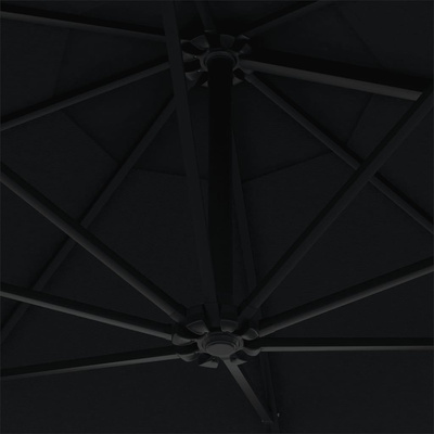 Parasol ścienny na metalowym słupku, 300 cm, czarny