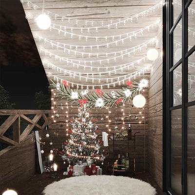 Lampki świąteczne, 20 m, 200 diod LED, zimna biel, 8 funkcji