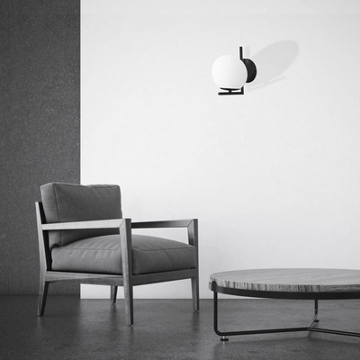 Kinkiet Czarny Kula Mleczna Abruzzo Riccardo E14