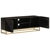 vidaXL Szafka pod TV, czarna, 110x30x40 cm, lite drewno mango i żelazo