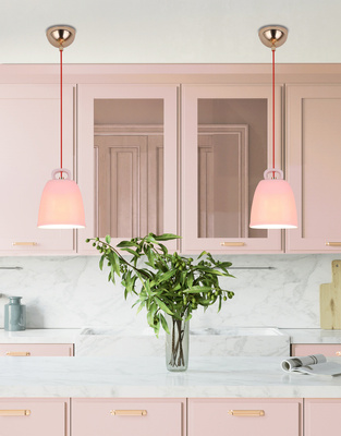 Lampa wisząca SEWILLA różowa - z ceramicznym kloszem - skandynawska lampa do jadalni