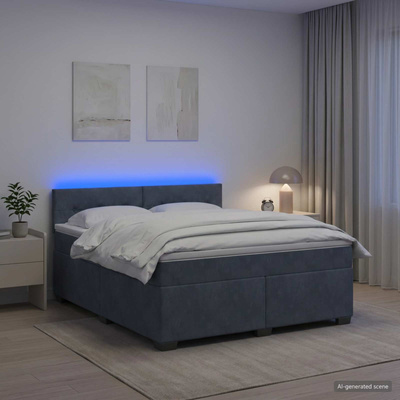 Łóżko Box Spring z materacem i LED ciemnoszary 180 x 200 cm