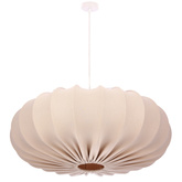 Lampa wisząca CAFEE' skandynawska z abażurem beżowym frappe 66 cm - nowoczesne oświetlenie sufitowe do salonu i jadalni E27