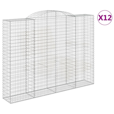 Kosze gabionowe, 12 szt, 300x50x220/240cm, galwanizowane żelazo