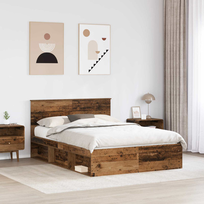 Ramka łóżka Stare drewno 135 x 190 cm Lite drewno sosnowe