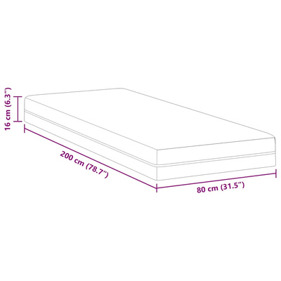 Materac z pianki memory Średni 80 x 200 cm Biały i szary