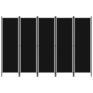 Parawan 5-panelowy, czarny, 250 x 180 cm