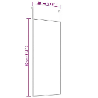 vidaXL Lustro na drzwi, czarne, 30x80 cm, szkło i aluminium