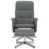 vidaXL Rozkładany fotel masujący z podnóżkiem, ciemnoszary, tkanina