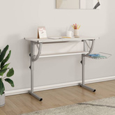 vidaXL Biurko kreślarskie, biało-szare, 110x53x(58-87) cm