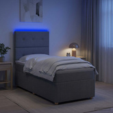 Łóżko z box spring LED z materacem jasnoszary 90 x 200 cm