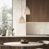 Lampa wisząca SEWILLA biała - z ceramicznym kloszem - skandynawska lampa do kuchni i jadalni