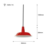 Lampa Wisząca Retro Loft Czerwona 36cm E27 Abruzzo Grote