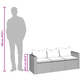 3-os. sofa ogrodowa z daszkiem i podnóżkiem, szara, polirattan