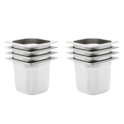 Pojemniki gastronomiczne 8 szt. GN 1/6, 150 mm, stal nierdzewna