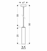 Lampa wisząca czarna oprawa 25W GU10 25cm Tubo 31-78544