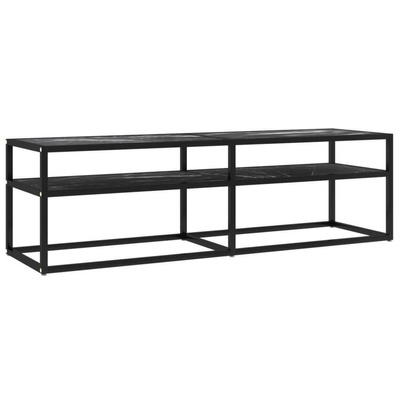 vidaXL Szafka pod TV, czarny marmur, 140x40x40,5 cm, szkło hartowane